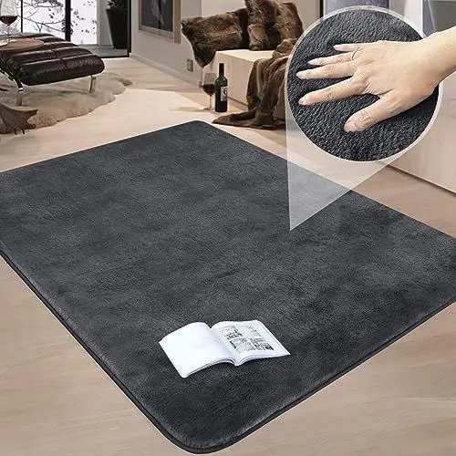 Produktbild: Granbest Luxus Verdicken Teppich Ähnlich Kaninchenfell Stilvolle Plüsch 1100GSM Teppich Anti-Rutsch Bereich Teppiche für Nachttisch Wohnzimmer Küche Home Decor (120 x 160cm, Grau)