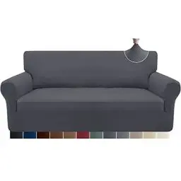 Produktbild: Granbest Strecken Sofabezug 3 Sitzer Superweich Elasthan Sofaüberwurf für Hunde Haustier Couchbezug Möbelschutz mit Elastischen Boden (3 Sitzer, Grau)