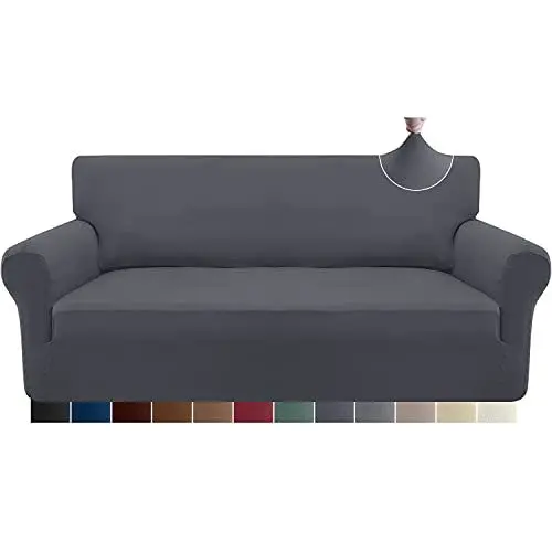 Produktbild: Granbest Strecken Sofabezug 3 Sitzer Superweich Elasthan Sofaüberwurf für Hunde Haustier Couchbezug Möbelschutz mit Elastischen Boden (3 Sitzer, Grau)