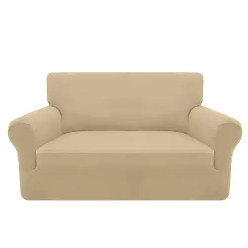 Produktbild: Granbest Stretch 2 Sitzer Bezug sofaüberwurf weicher Mikrofaser Couchbezug Rutschfester Sofabezug Elasthan Couch überzug Möbelschutz für Hunde, Haustiere (2 Sitzer, Kamel)