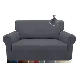 Produktbild: Granbest Stretch 2 Sitzer Bezug sofaüberwurf weicher Mikrofaser Couchbezug Rutschfester Sofabezug Elasthan Couch überzug Möbelschutz für Hunde, Haustiere (2 Sitzer, Grau)
