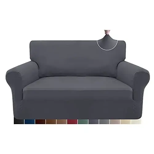 Produktbild: Granbest Stretch 2 Sitzer Bezug sofaüberwurf weicher Mikrofaser Couchbezug Rutschfester Sofabezug Elasthan Couch überzug Möbelschutz für Hunde, Haustiere (2 Sitzer, Grau)