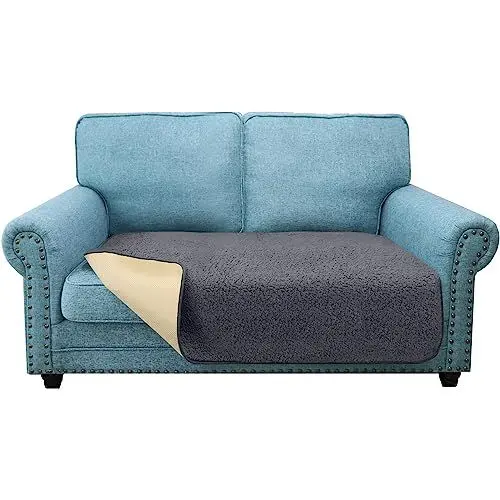 Produktbild: Granbest Super Soft Dicke Loveseat Sofa Kissenbezüge, rutschfeste Sitzbezüge für 2-Sitzer Sofa, Couch Kissenbezug für Haustiere (2-Sitzer, Grau)