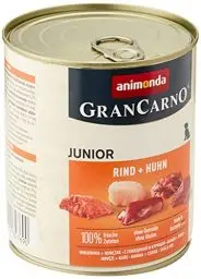 Produktbild: GranCarno Hunde Nassfutter Rind + Huhn (6 x 800 g), Welpenfutter nass ohne Getreide von animonda für Junge Hunde, mit frischen fleischlichen Zutaten, Junior Hundefutter