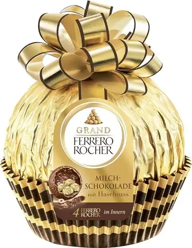 Produktbild: Grand Ferrero Rocher weihnachtliche Milch-Schokoladen-Praline mit Haselnuss 240g