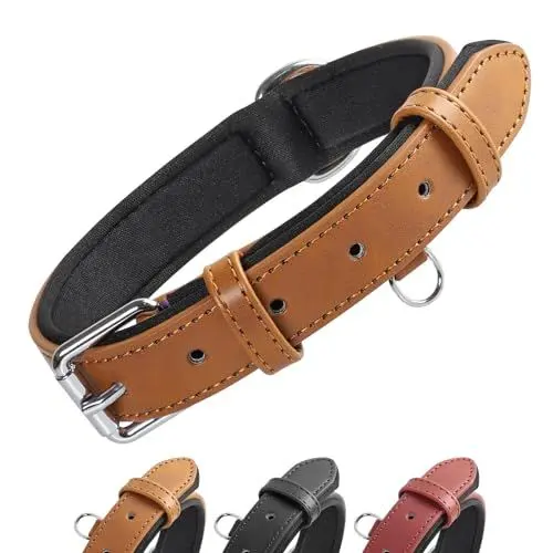 Produktbild: Grand Line Leder Hundehalsband, Lederhalsband Hund mit Weichem Gepolstertes, Breiter und Dicker Hundehalsband, Verstellbares Halsband Hunde für Kleine, Mittlere, Große Hunde (Braun, M)