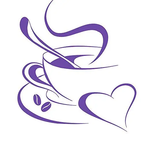 Produktbild: Grandora Wandtattoo Kaffetasse Herz I Lavendel (BxH) 20 x 23 cm I Kaffee Tasse Bohnen selbstklebend Küche Aufkleber Wandaufkleber Wandsticker W3040