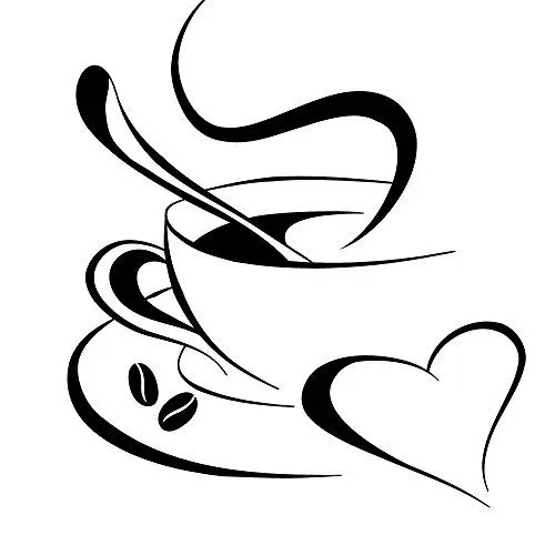 Produktbild: Grandora Wandtattoo Küche Kaffeetasse Herz schwarz Wandsticker Wanddeko W3040