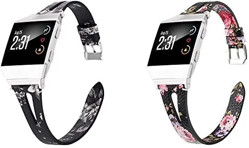 Produktbild: Gransho Watch Strap Compatible with Fitbit Ionic, Leather Strap Replacement Watch Bracelet with Stainless Steel Metal Clasp for Men Women (Pattern 4+pattern 5)