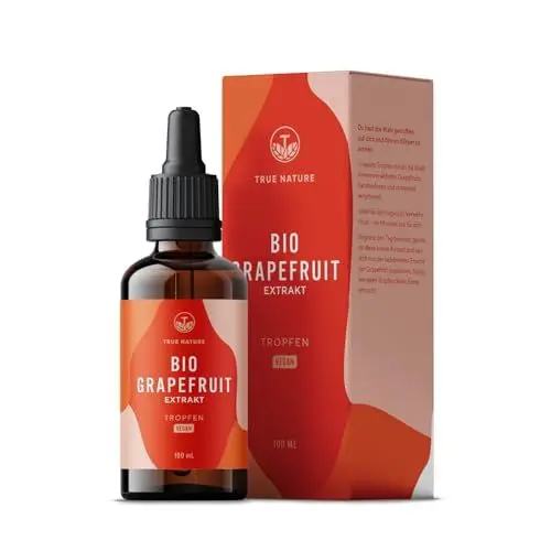 Produktbild: Grapefruitextrakt Bio Tropfen - 1440 mg Bio Flavonoide / 100ml hochdosiert - Grapefruit aus biologischem Anbau - Vegan - Natürlich & ohne Zusätze - TRUE NATURE
