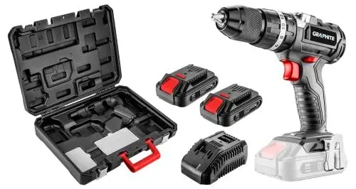 Produktbild: GRAPHITE Bürstenloser Bohr-/Schlagbohrschrauber Energy+ 18V, Li-Ion, 13 mm, 2 Akku 2Ah, Akku-Ladung, Werkzeugkoffer