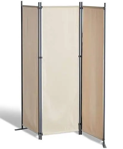 Produktbild: GRASEKAMP Qualität seit 1972 Stellwand 165x170 cm dreiteilig - beige - Paravent Raumteiler Trennwand Sichtschutz
