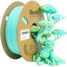 Produktbild: GratKit Mattes Tricolor PLA Filament 1,75mm, 1kg Spule, High Speed 3D-Drucker Matte PLA mit ±0,03mm Präzision, gleichmäßige Wicklung, Gelb Grün Und Blau, Kash