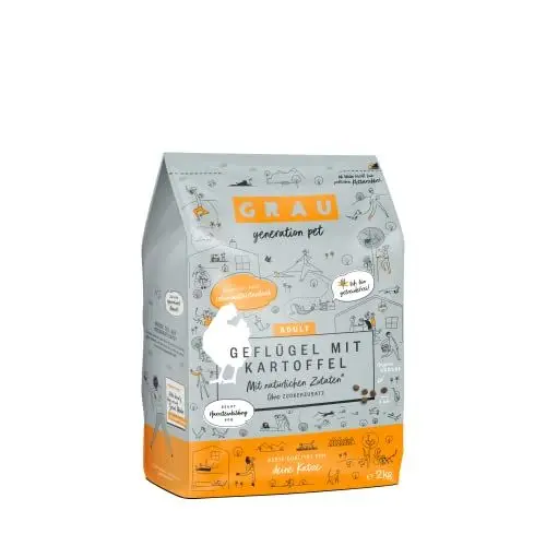 Produktbild: GRAU – das Original – Trockenfutter für Katzen - Geflügel mit Kartoffel, 1er Pack (1 x 2 kg), getreidefrei, für erwachsene Katzen
