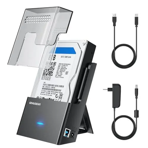 Produktbild: GRAUGEAR Festplatten-Docking-Station, Festplattengehäuse, USB3.0 USB-A & USB-C, für 2,5/3,5 Zoll SATA HDD/SSD, UASP Unterstützung, Werkzeuglos