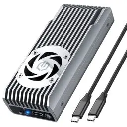 Produktbild: GRAUGEAR M.2 Externes (20Gbit/s) Gehäuse für NVMe PCIe 4X M2 2280 SSD, USB3.2 Gen2x2, USB-C 20Gbps Kabel, M-Key, aktive Lüfter-Kühlung, schreibgeschützt