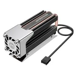 Produktbild: GRAUGEAR M.2 NVMe 2280 SSD Kühler mit PWM-Lüfter, Heatpipe-Technologie, Effiziente Kühlung, Hochleistungs-Kühlkörper, inkl. Wärmeleitpads (Mit Haube)