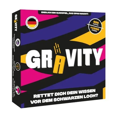 Produktbild: Gravity - Gesellschaftsspiel - Strategie und Wissensspiel - Quizspiel für Allgemeinwissen mit Freunden und Familie - Brettspiel für Erwachsene - 2 bis 8 Spieler