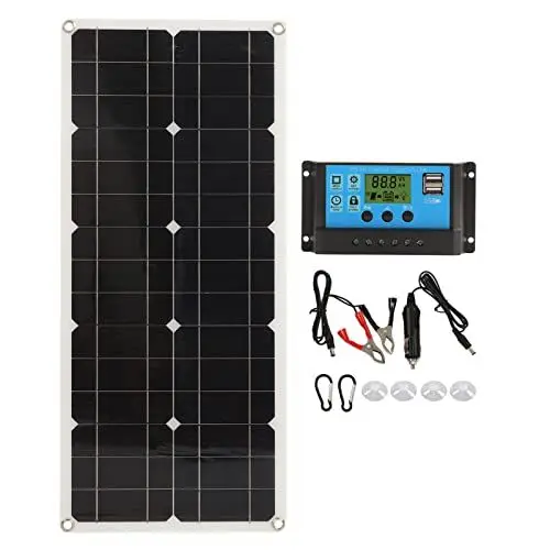Produktbild: Grcfumo Waterproof Solar Panel, 30W Solar Battery, Portable 12V 24V Adaptive High Power Over Charge Protection for RV Car Boat Trailer (30A)