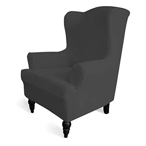 Produktbild: Greatime Stretch Sofabezug Sofaüberwurf Möbelschutz Sofaüberzug Couchbezug Couch Schild Sofahusse Weich mit Gummiband Schaumstreifen (Dunkelgrau,Ohrensessel)