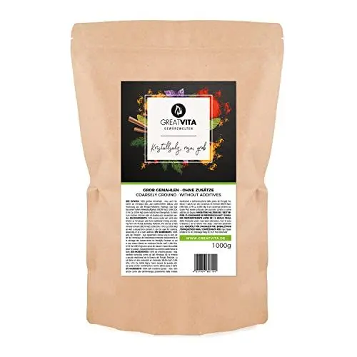 Produktbild: GreatVita Kristallsalz rosa, 1000g, Körnung grob 2-5 mm, naturreines Steinsalz