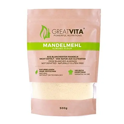 Produktbild: GreatVita Mandelmehl, naturbelassen, blanchiert (1 x 500g) in praktischer Tüte