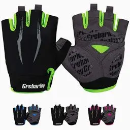 Produktbild: Grebarley Fahrradhandschuhe,Radsporthandschuhe rutschfeste und Stoßdämpfende Mountainbike Handschuhe mit geeiget Unisex Herren Damen (Grün, L)