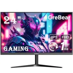 Produktbild: GreBear 165/144Hz Gaming Monitor 24 Zoll - FHD 1080P IPS Bildschirm 1ms(GTG) Home Office Computer Display, FreeSync Technologie, 100% sRGB, HDR, HDMI, DP, Eingebaute Lautsprecher, Neigbar, VESA