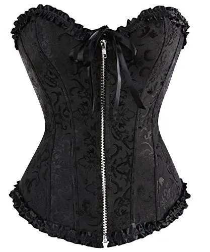 Produktbild: Grebrafan Retro Corsage mit Reißverschluss Clubwear Damen Korsagen (EUR(32-34) S, Schwarz)
