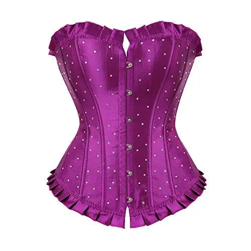 Produktbild: Grebrafan Satin Corsage Strass Strasssteine Korsett Damen (EUR(38-40) XL, Violett)