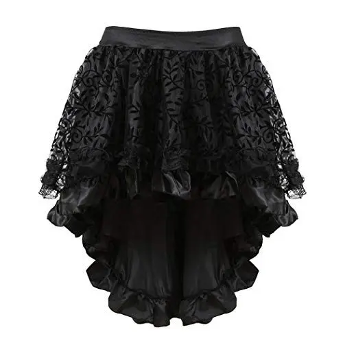 Produktbild: Grebrafan Steampunk Rock Damen Übergrößen Spitze Asymmetrische Tüll Tutu (EUR(36-38) L, Schwarz)