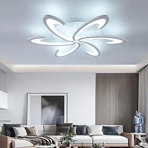 Produktbild: GreeLustr LED-Deckenleuchten für Wohnzimmer Weiß Acryl Panel Kronleuchter, geometrisches Design Deckenbeleuchtung für Home Wohnzimmer Küche Schlafzimmer Flur (6 Köpfe Cool White)