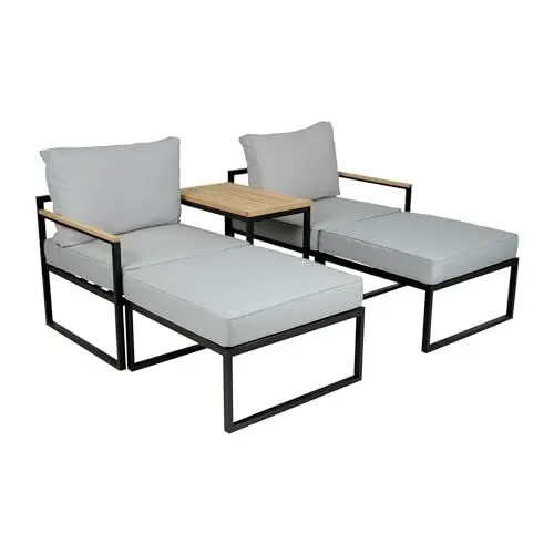 Produktbild: Greemotion Lounge-Set Madrid, mit Holzbestandteilen, Grau, Anthrazit, Holzfarben, Mittel