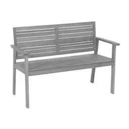 Produktbild: greemotion 128650 Gartenbank Maui Holzbank mit Rückenlehne Friesenbank wetterfest zum draußen Sitzen aus FSC Akazienholz, Grau, 11.5 x 6 x 1.4 cm, 2 Sitzer
