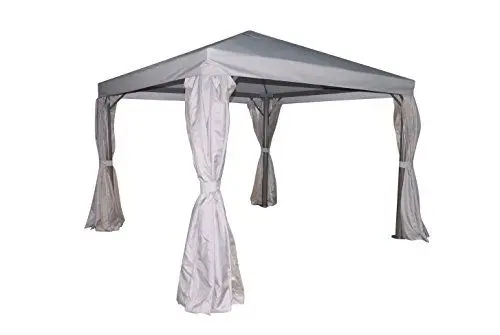 Produktbild: greemotion 128811 Gartenpavillon mit Seitenwänden Partyzelt rechteckig und Moskitonetz, Hellgrau, 20.3 x 4.3 x 2.2 cm