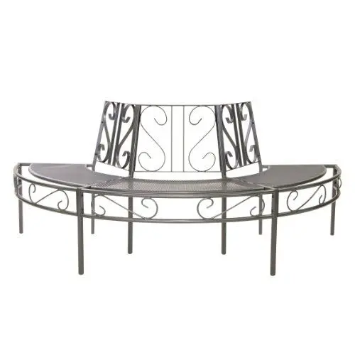 Produktbild: greemotion Baumbank Toulouse aus Metall - Gartenbank halbrund - Parkbank für den Garten - Baum-Rundbank wetterfest - Bank rund für Baumstamm, ca. 195 x 83 x 100 cm