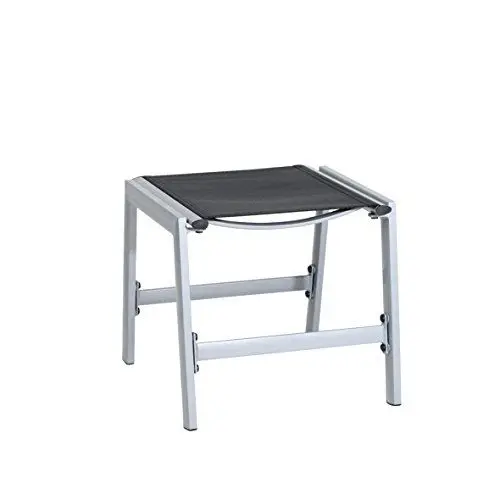 Produktbild: greemotion Fußhocker Monza silber/schwarz, Hocker für den Innen- und Außenbereich, schmutzunempfindlich und pflegeleicht, stapelbar, Sitzmaße: ca. 41 x 42 x 43 cm