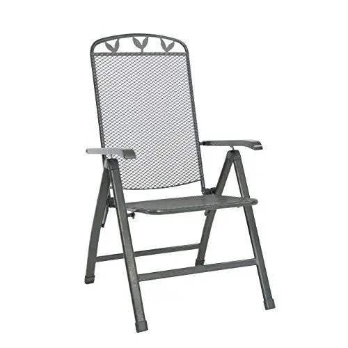 Produktbild: greemotion Klappsessel Toulouse eisengrau, Stuhl aus kunststoffummanteltem Stahl, Gartenstuhl mit 5-fach verstellbarer Rückenlehne, witterungsbeständig und pflegeleicht, ca. 58 x 64 x 108 cm