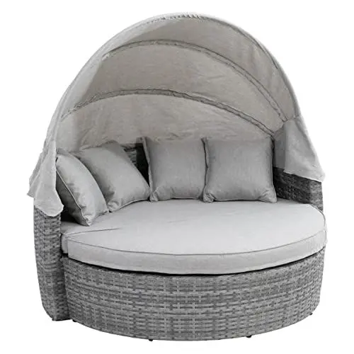 Produktbild: greemotion Sonneninsel Bali, Lounge-Insel aus Polyrattan, ca. 160 x 150 x 140 cm, Anthrazit, Grau