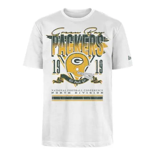 Produktbild: GREEN BAY PACKERS New Era Cap NFL Oversized T-Shirt Screent Print Distressed Team Graphic White Unisex
