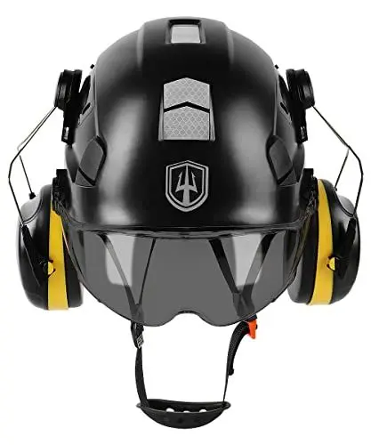 Produktbild: GREEN DEVIL 3-in-1 Forsthelm Schutzhelm Bauhelmdie EN397 entsprechen, Hochfeste ABS-Struktur Helm, mit Visier und Gehörschutz Ohrenschützer, stabile 6-Punkt-Befestigung