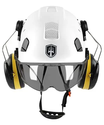 Produktbild: GREEN DEVIL 3-in-1 Forsthelm Schutzhelm Bauhelmdie EN397 entsprechen, Hochfeste ABS-Struktur Helm, mit Visier und Gehörschutz Ohrenschützer, stabile 6-Punkt-Befestigung