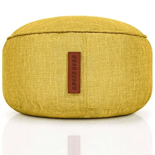 Produktbild: Green Bean Sitzsack-Hocker 45x25cm mit EPS-Perlen Füllung - Fußhocker Fußkissen Sitz-Pouf für Sitzsäcke - Bodenkissen für Kinder und Erwachsene - Fußablage Sitzkissen Sitzhocker Gelb