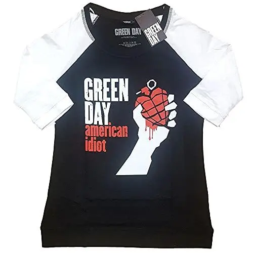 Produktbild: Green Day T Shirt American Idiot Band Logo offiziell Raglan 3/4 Sleeve Damen XL