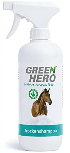 Produktbild: Green Hero Trockenshampoo-Spray für Pferde 500 ml natürliches Pferdetrockenshampoo zur Reinigung, gegen Verschmutzungen und entfernt Schmutz Schnelltrocknend - Perfekt für die schnelle Reinigung