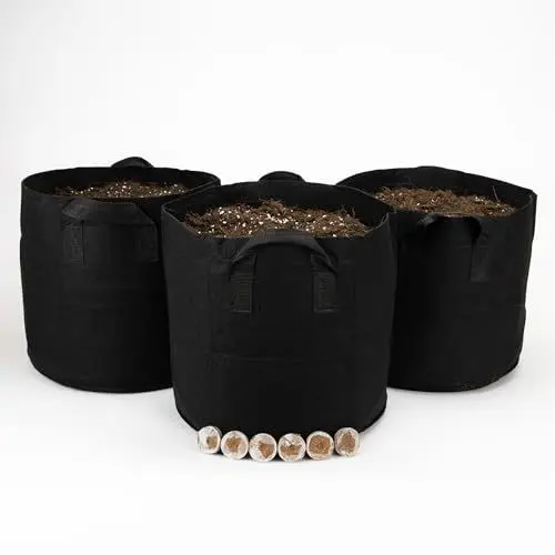 Produktbild: Green Home Cannabis Anbau Set | 3 x Pflanzsack mit je 18L Cannabis Erde + 6 Quelltöpfen | Perfekt für Cannabis, Tomaten, Kräuter | Atmungsaktiv & Wiederverwendbar f. optimale Wachstumsbedingungen