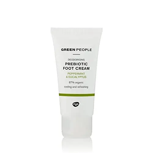 Produktbild: Green People Desodorierende präbiotische Fußcreme 50 ml | Natürliches Bio-Fußdeodorant | Kühlende Pfefferminz-Fußcreme mit natürlichem Deo | Ohne Parabene und Ethylalkohol | Tierversuchsfrei, vegan