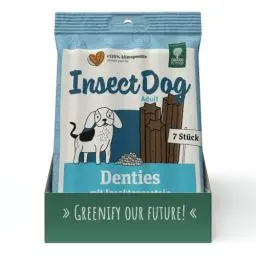 Produktbild: Green Petfood InsectDog Denties (13 x 180 g) | Adult | Premium Kausnack für Hunde | Insektenprotein & Kartoffel | Leckerli, Snack & Zahnpflege in einem | getreidefrei | Ergänzungsfutter | 13er Pack