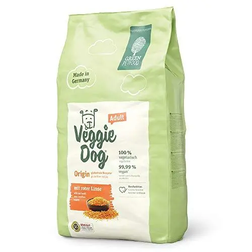 Produktbild: Green Petfood VeggieDog Origin (1 x 10 kg) | Adult | Premium Trockenfutter für ausgewachsene Hunde | 100% vegetarisch mit roter Linse | weizenfrei | nachhaltiges Hundefutter trocken | 1er Pack
