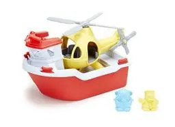 Produktbild: Green Toys 8601155, Rettungsboot und Hubschrauber, 4-teilig, Badewannenspielzeug, nachhaltiges Badespielzeug für Kinder ab 24 Monaten